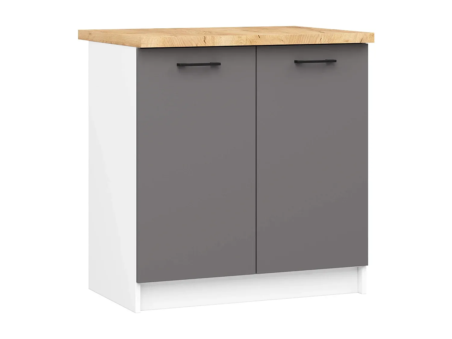 Moderner Küchenschrank mit Arbeitsfläche, Weiß, 2 Türen, 80 cm-livelaro.com