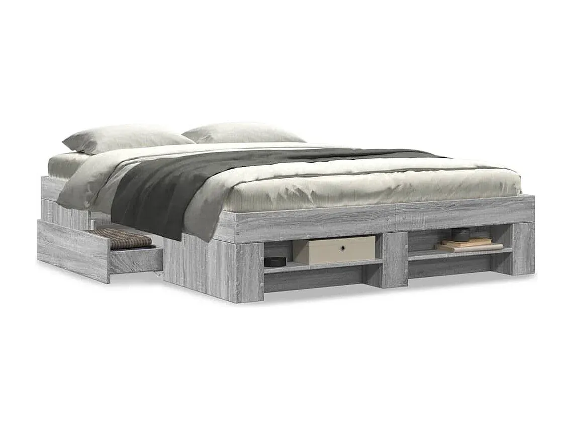 Modernes Bettgestell aus Holzwerkstoff in Grau-livelaro.com
