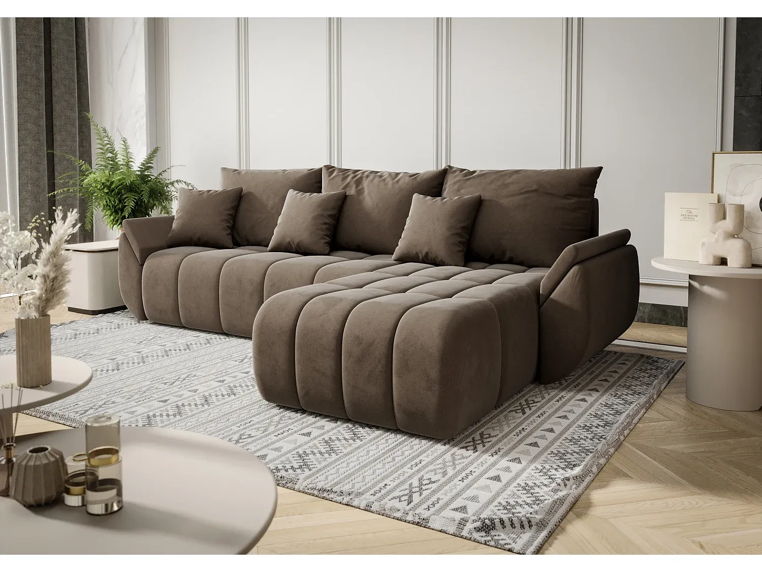 Ecksofa mit Schlaffunktion und Stauraum-livelaro.com