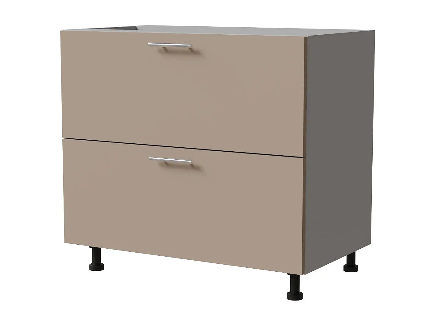 Graubeige Küchenschrank mit Schubladen, matt, 90 x 50 x 82 cm-livelaro.com