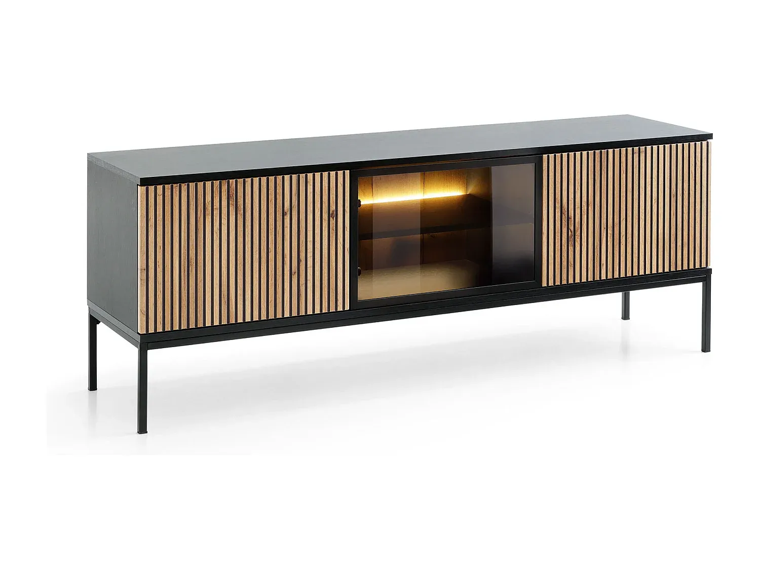 Moderner TV-Schrank in Schwarz und Eiche-livelaro.com
