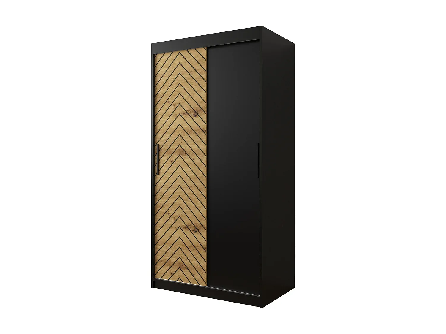 Großer Kleiderschrank mit Schwebetüren, Schwarz/Artisan-livelaro.com