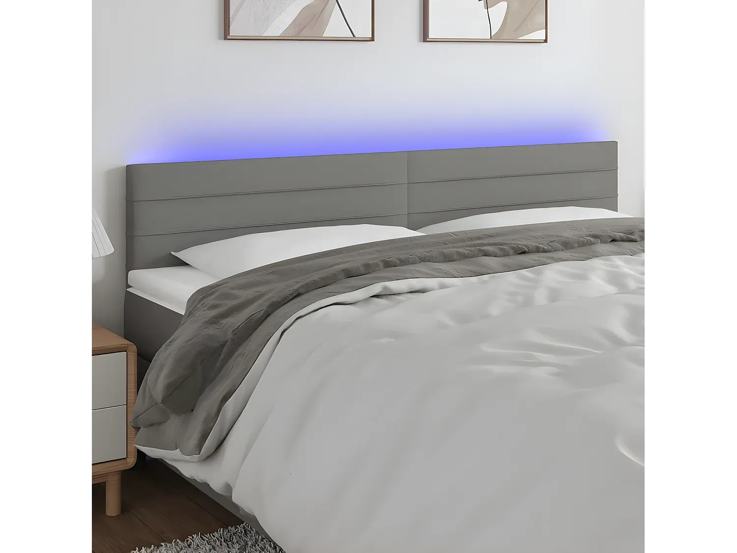 Stoff Kopfteil in Dunkelgrau 200x5x78/88 cm-livelaro.com