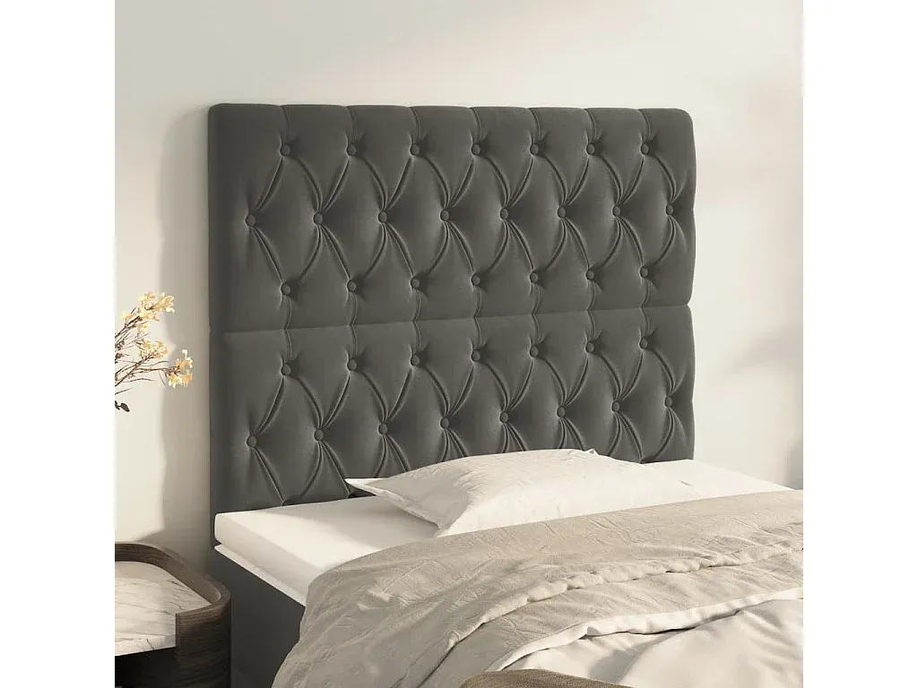 Verstellbare Kopfstütze für Betten, Samt Dunkelgrau 100x78/88 cm-livelaro.com
