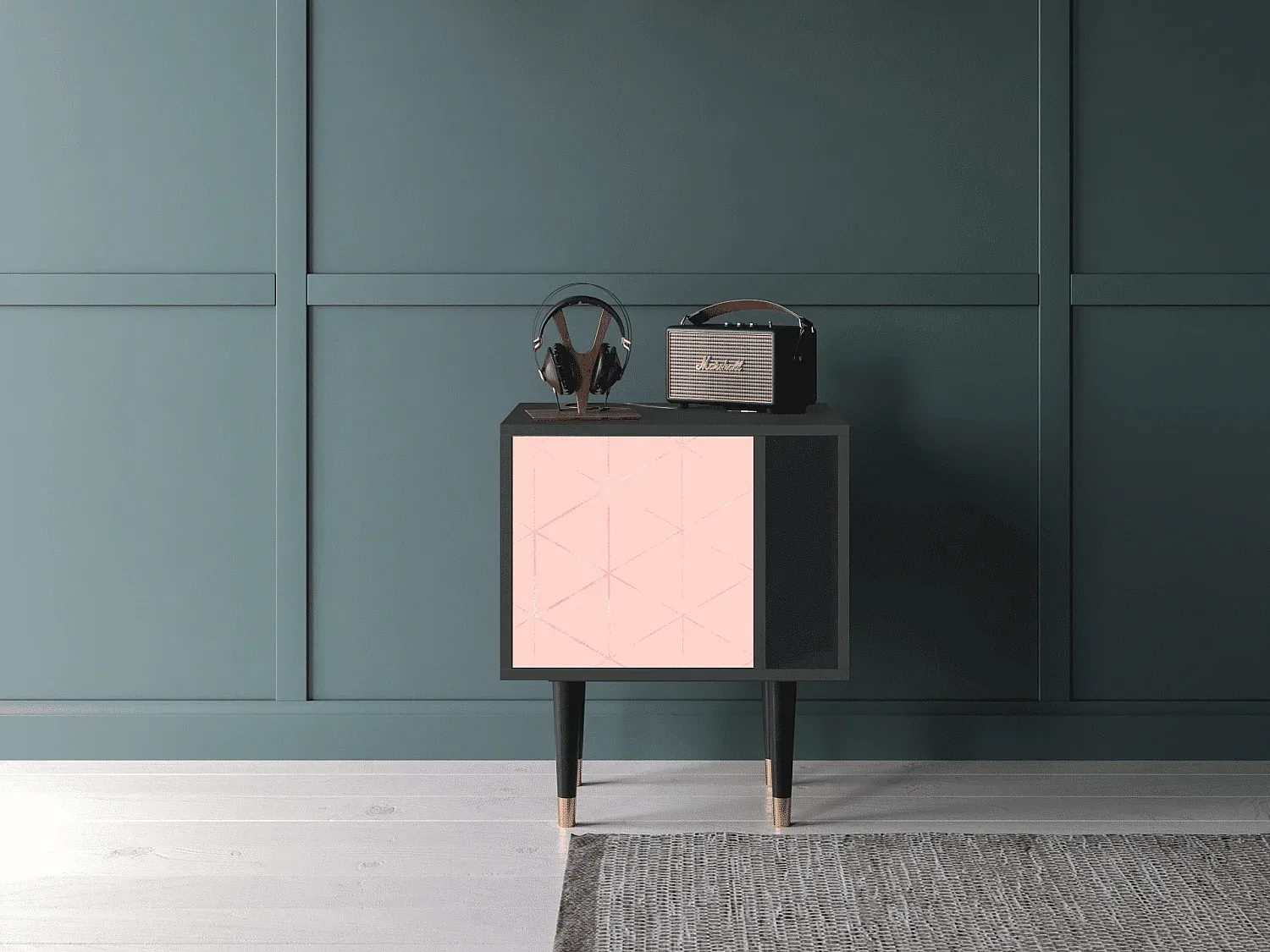 Moderner Nachttisch mit Stauraum, Rosé und Anthrazit, 57x69x48 cm-livelaro.com