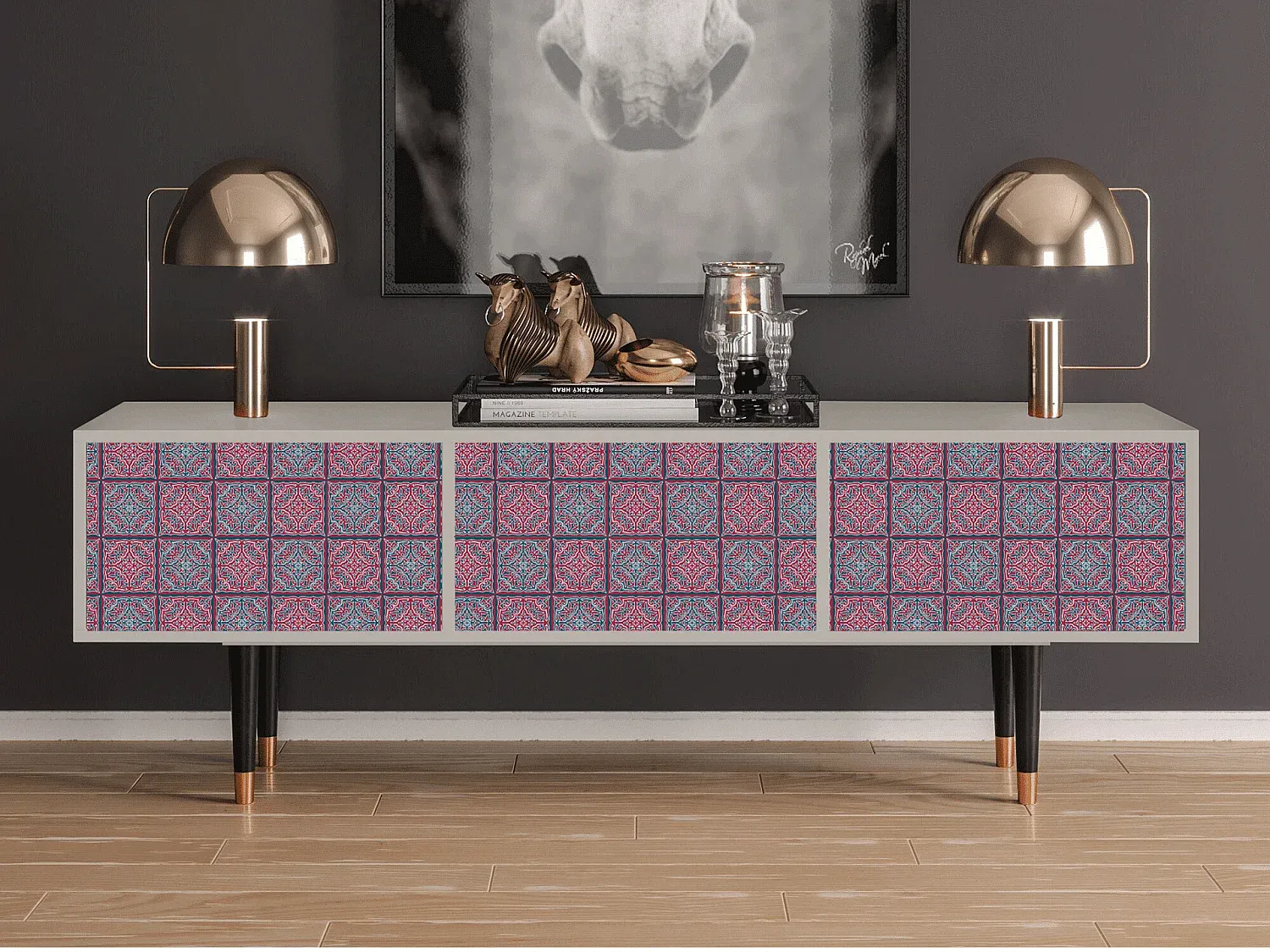 Moderner TV-Schrank mit Mosaikdesign, 170x59x48 cm-livelaro.com