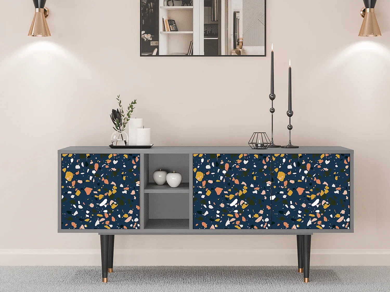 Moderner Fernsehtisch, Grau, 150x69x41 cm-livelaro.com