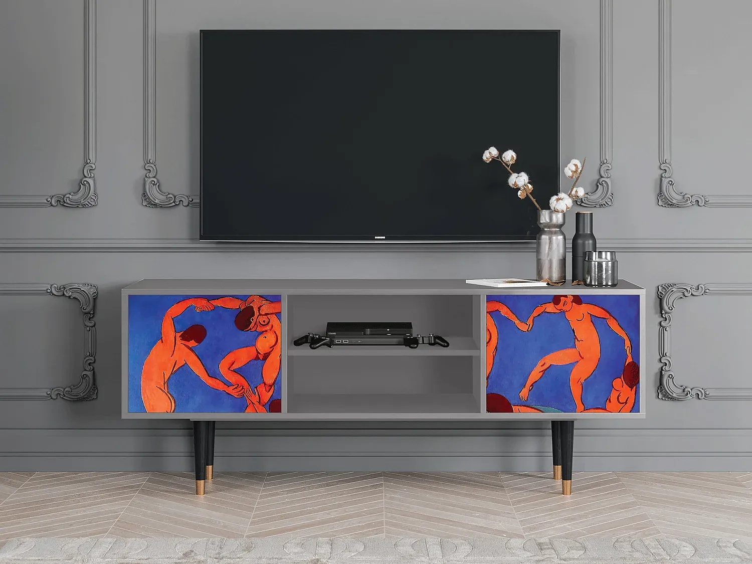 Fernsehmöbel in Grau - Vielseitiger Stauraum mit modernem Design-livelaro.com