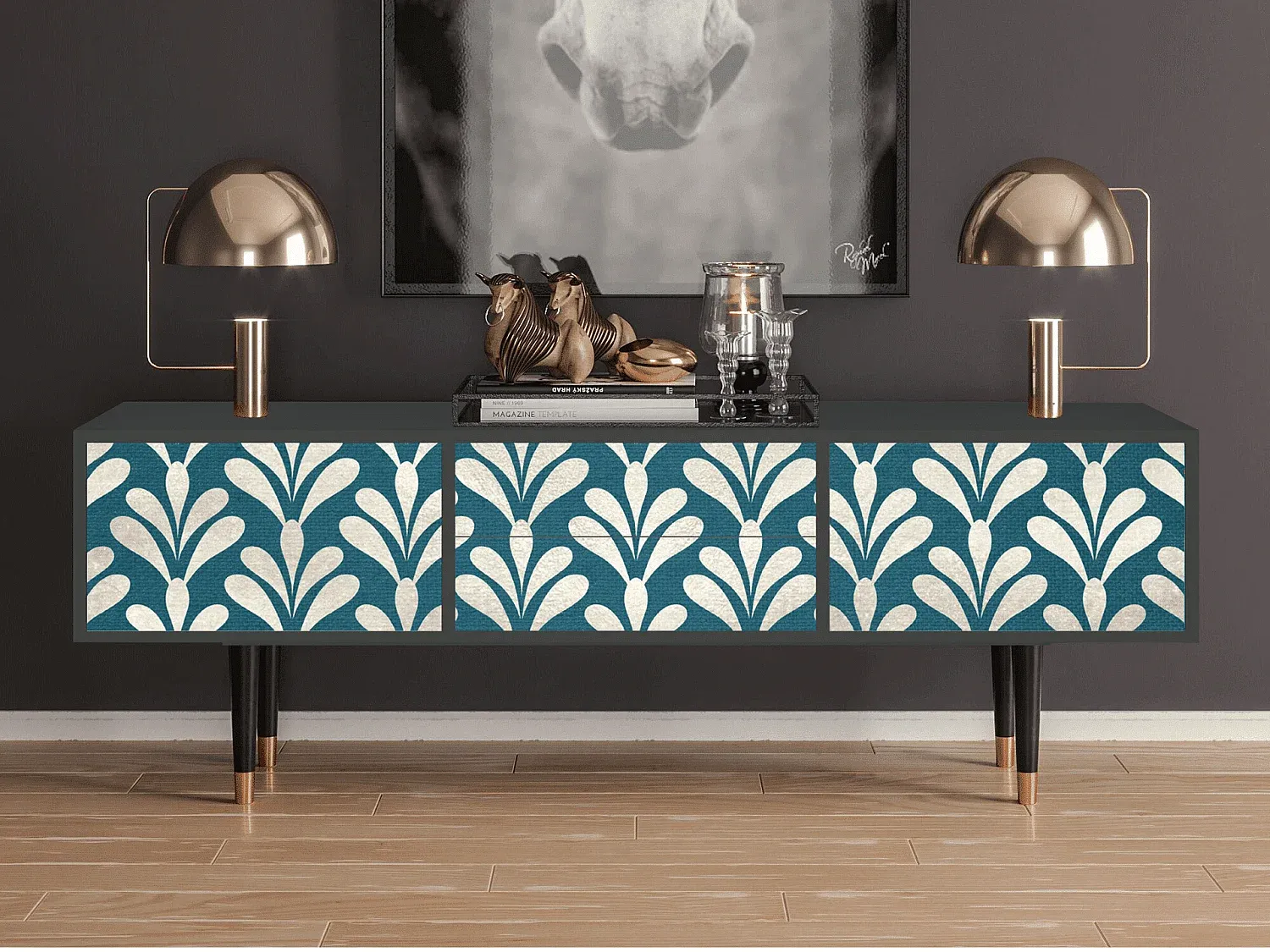 Moderner TV-Schrank in Anthrazit mit Glasfronten-livelaro.com