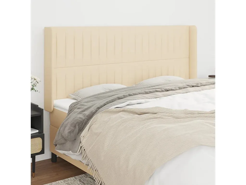 Stoff-Kopfteil mit Ohren in Creme, verstellbar-livelaro.com