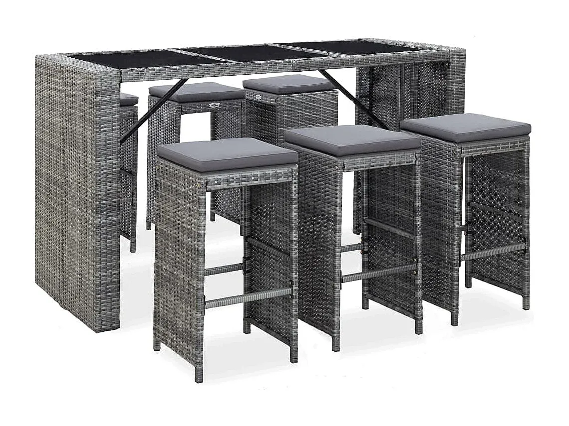 Gartenbar-Set 7-teilig mit Kissen in Grau-livelaro.com