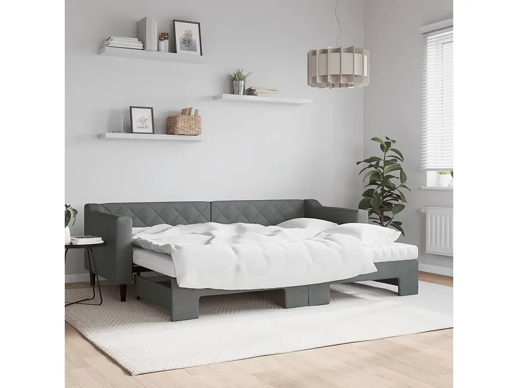 Ausziehbares Tagesbett mit Matratzenbezug in Dunkelgrau 80x200 cm-livelaro.com