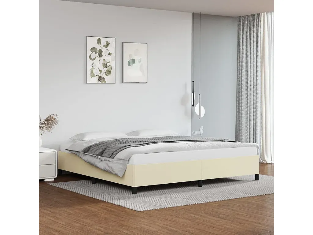 Kunstleder Bettgestell Creme 200x200 cm Modern-livelaro.com