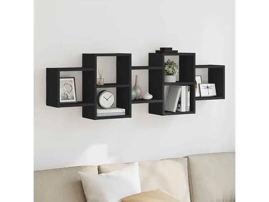 Modernes Wandregal in Schwarz aus Holzwerkstoff 129x18x42 cm-livelaro.com