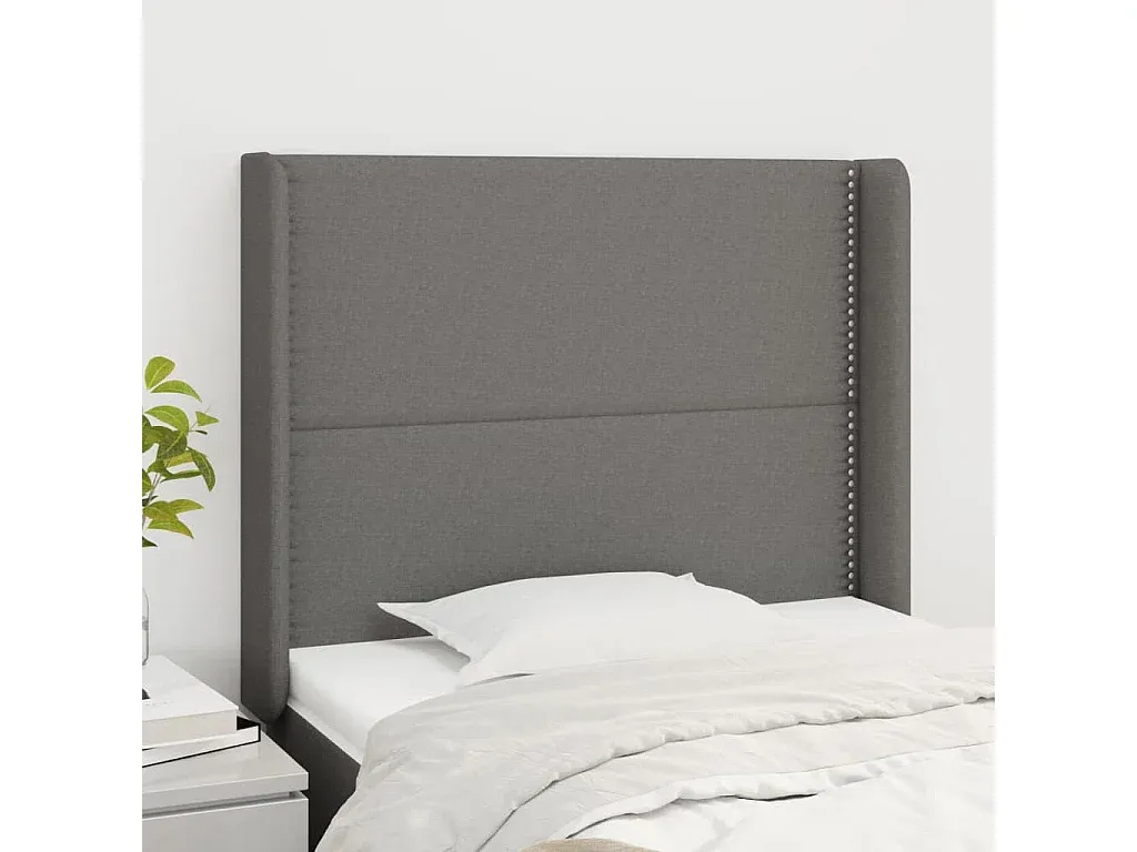 Stoff-Kopfteil mit Ohren Dunkelgrau 103x16x118/128 cm-livelaro.com