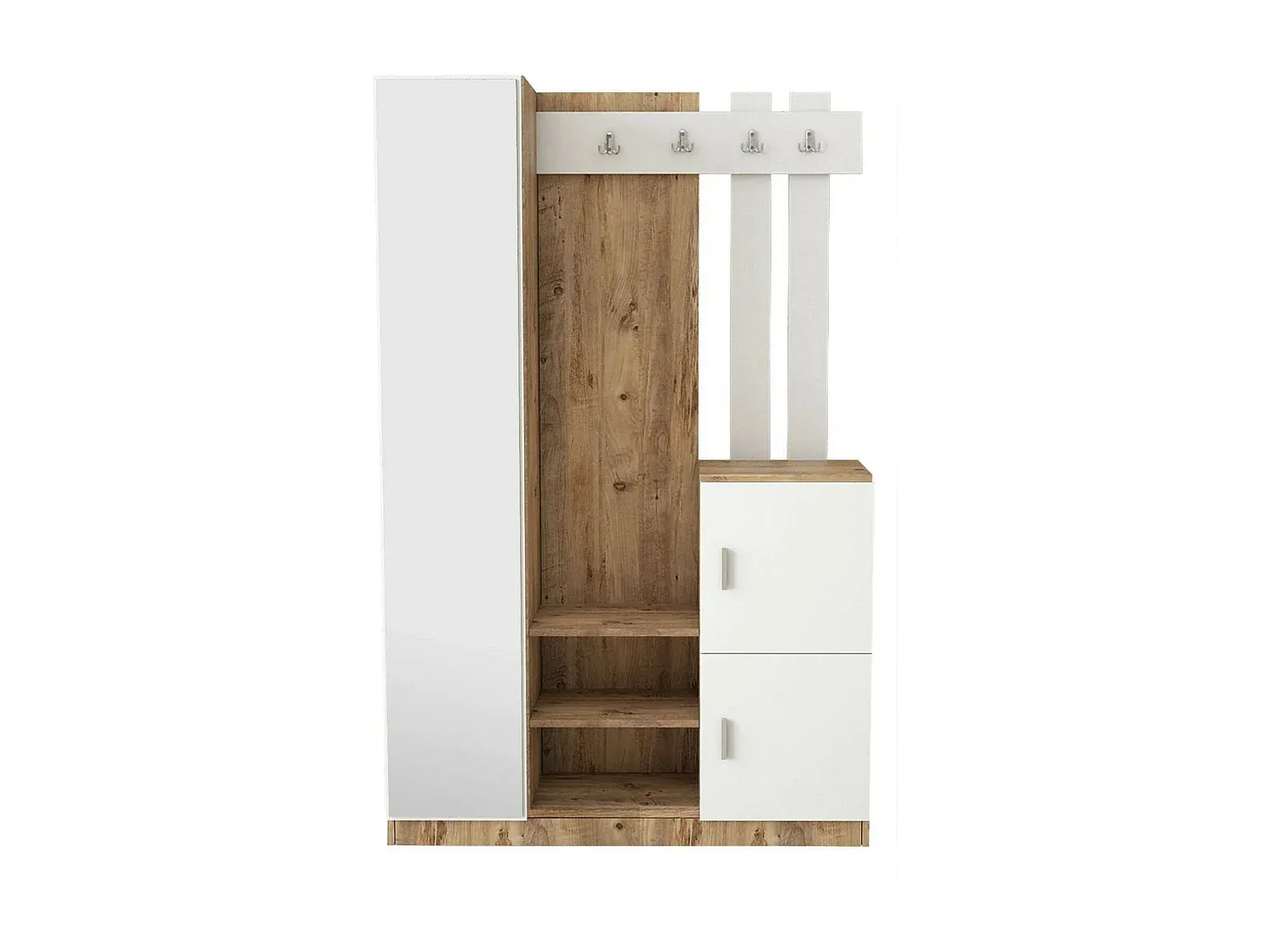 Moderner Eingangsbereich mit Wandgarderobe und Aufbewahrungskonsole, Eiche und Weiß-livelaro.com