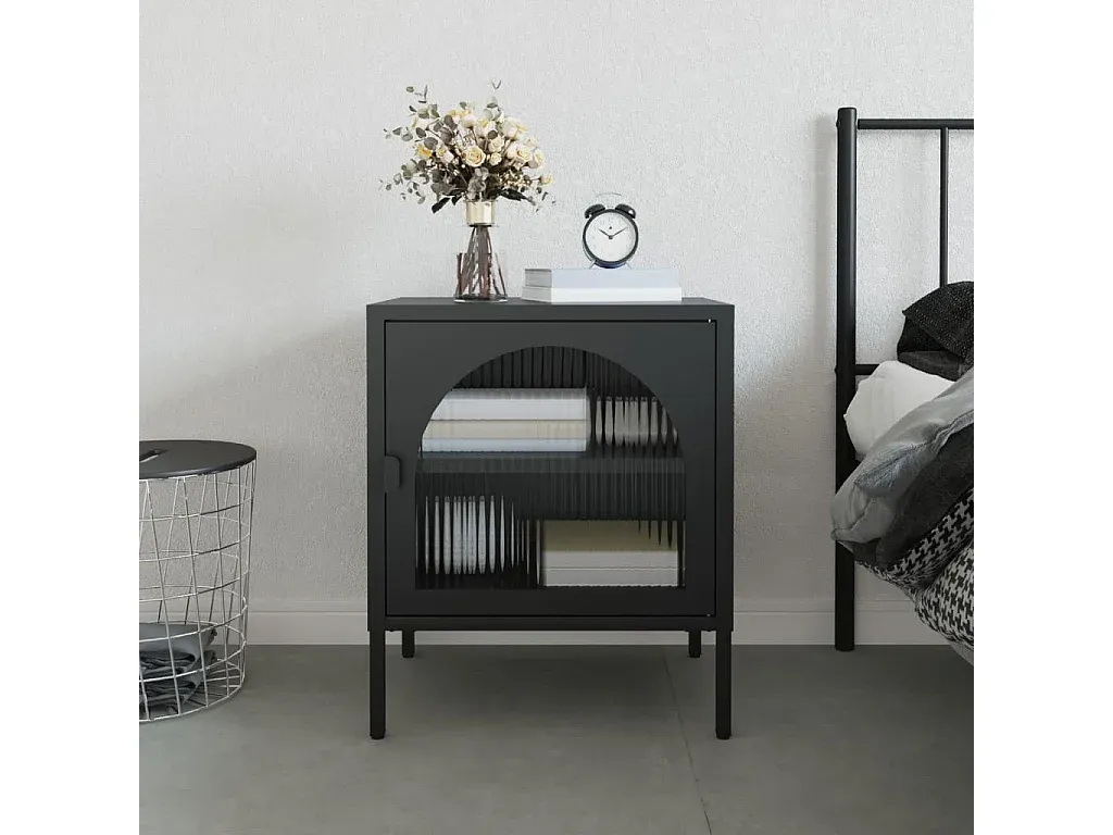 Moderner Nachttisch Glas und Stahl in Schwarz-livelaro.com