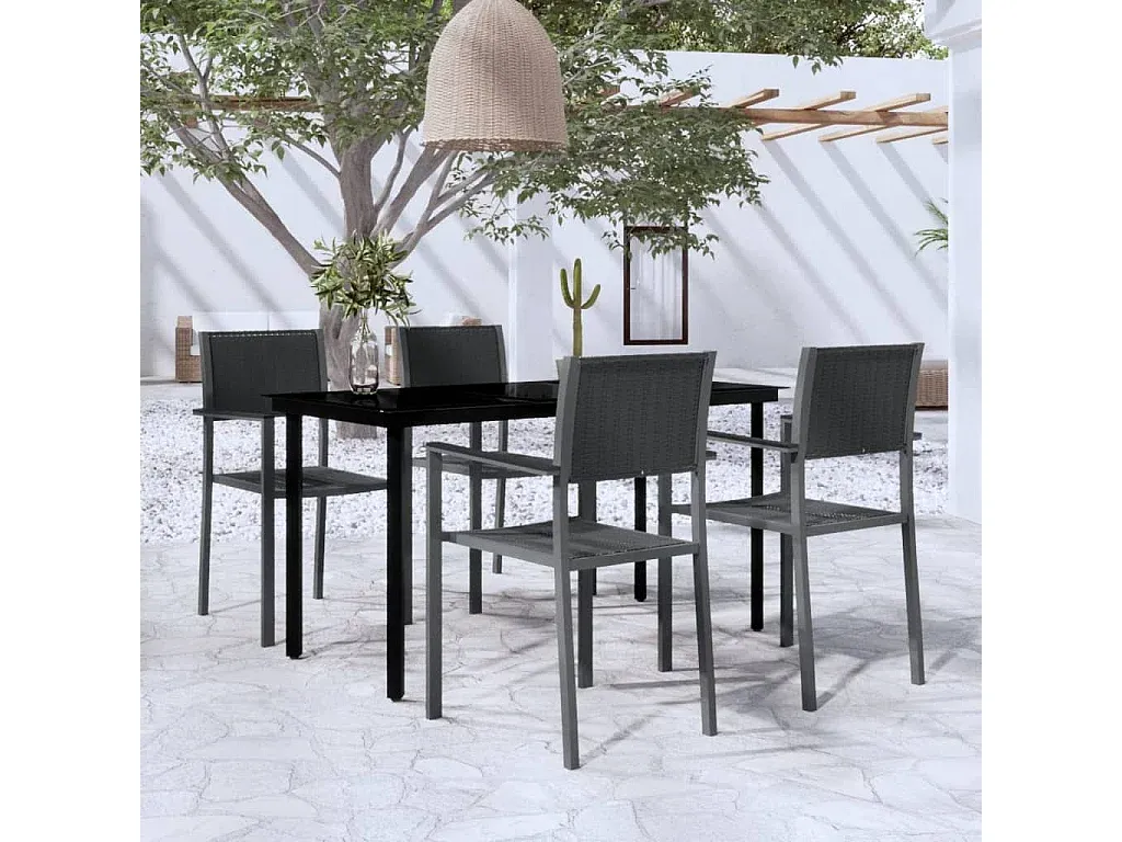 Moderne 5-teilige Garten-Essgruppe in Schwarz-livelaro.com