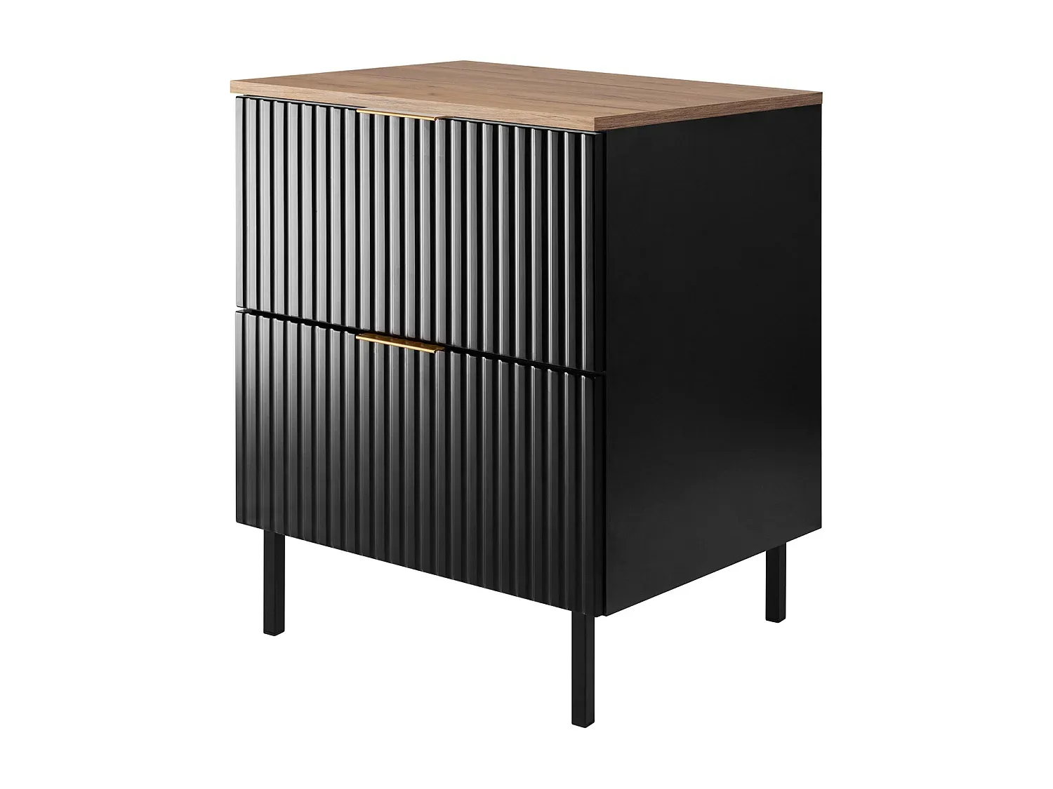 Schwarzes Badezimmerschrank-Set mit Goldgriff, 60 x 77 x 46 cm-FURNIAVENA