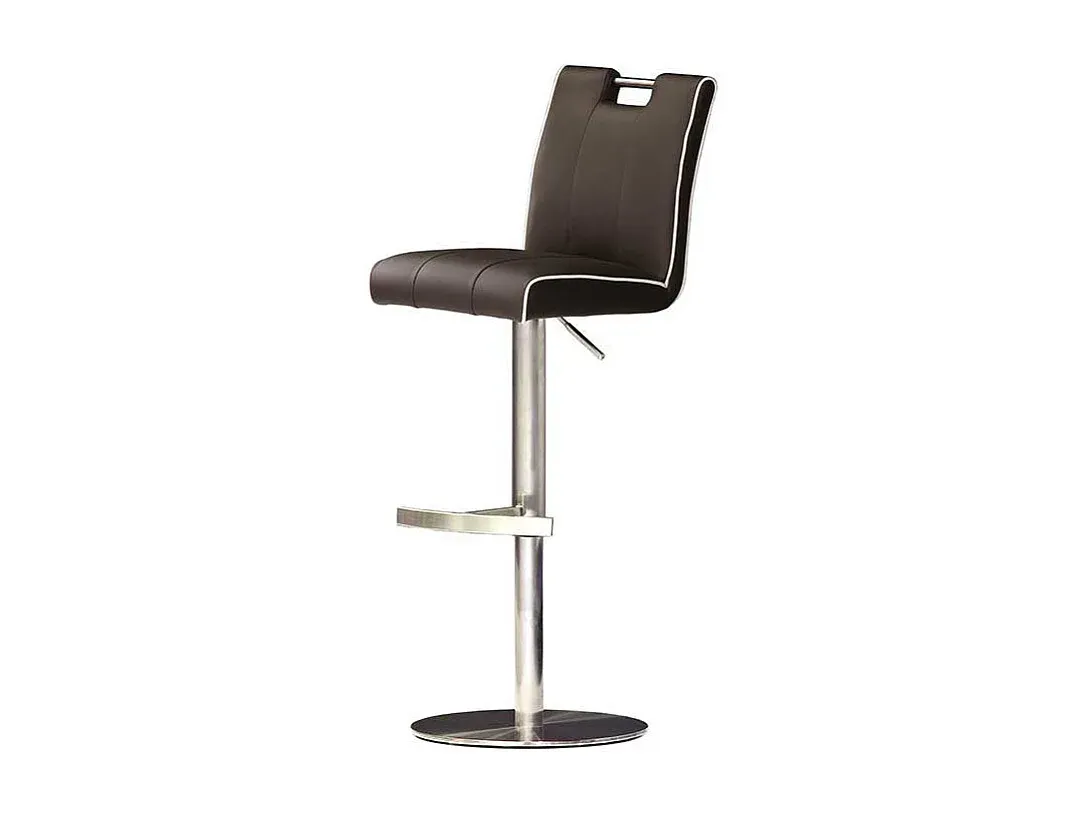 Höhenverstellbarer Echtleder-Barhocker, Dunkelbraun-FURNIAVENA