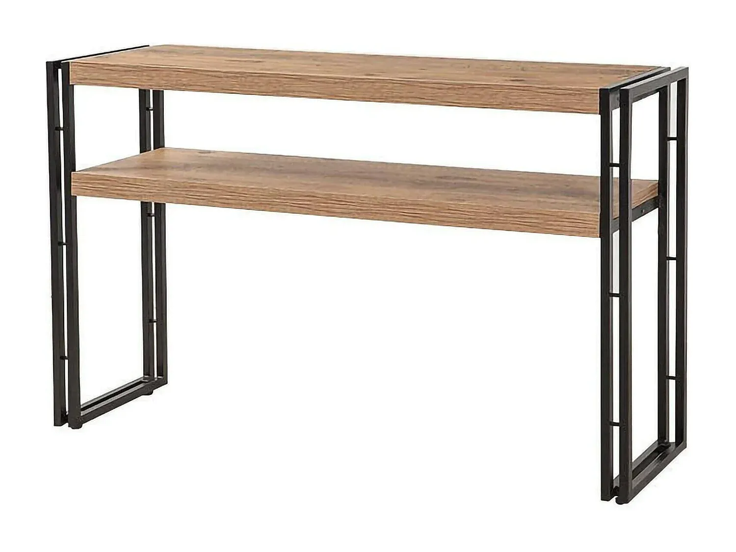Moderner Eingangstisch mit Regal in Eiche und Schwarz, 140x35x80 cm-FURNIAVENA