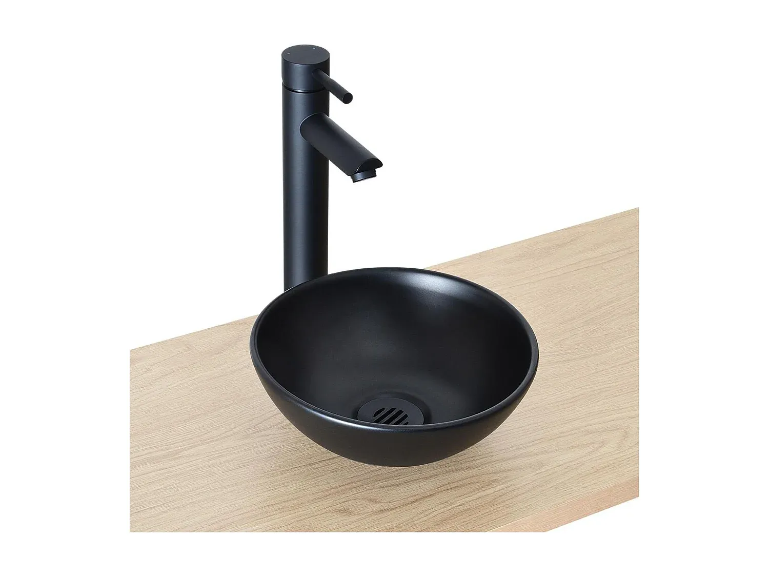 Rundes Waschbecken aus schwarzer Keramik 26 cm-FURNIAVENA