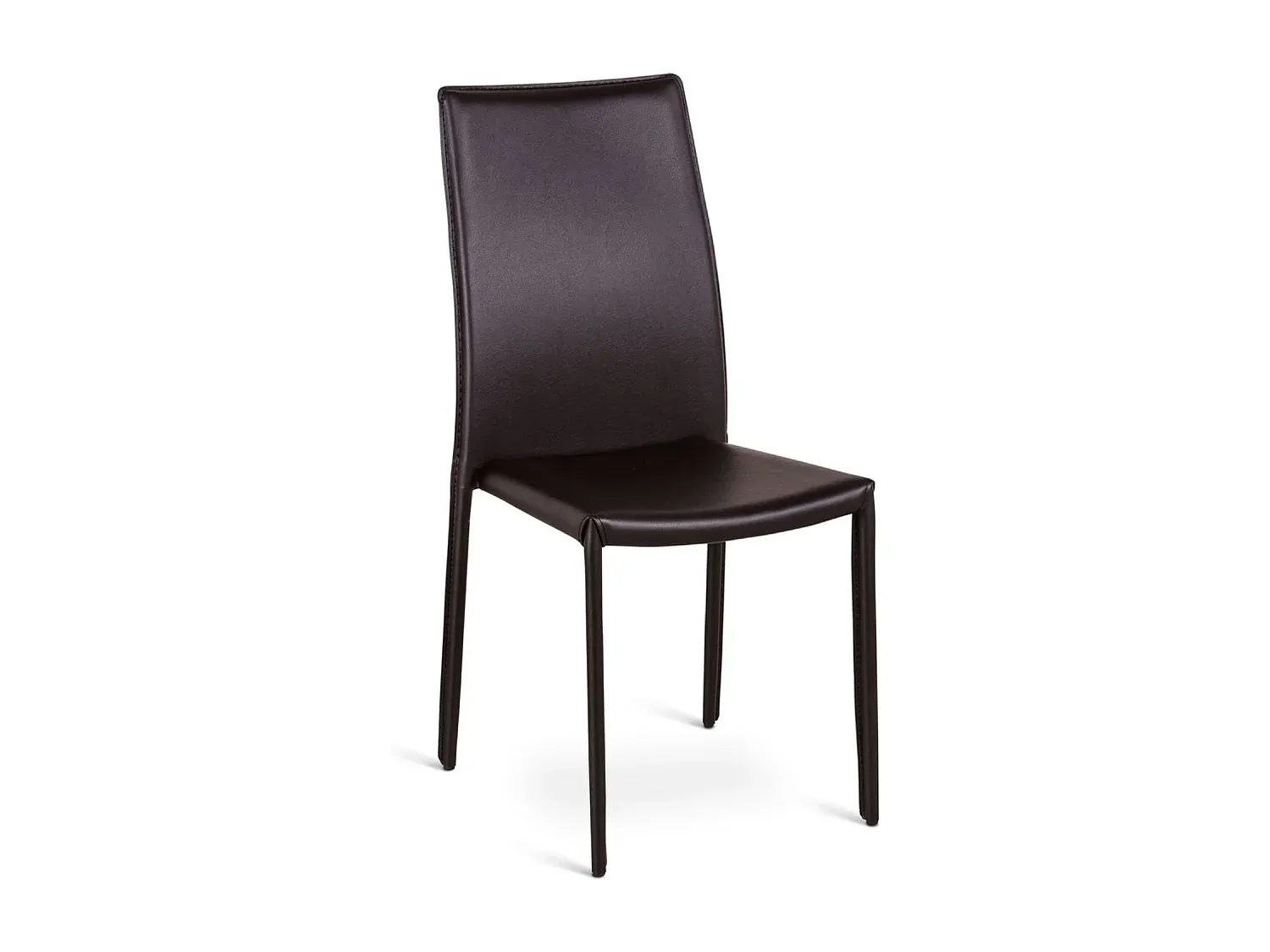 4er-Set stapelbare Esszimmerstühle aus Kunstleder, schokoladenbraun-FURNIAVENA