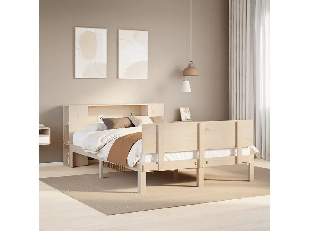 Holzbett mit integriertem Regal 140x200 cm-FURNIAVENA
