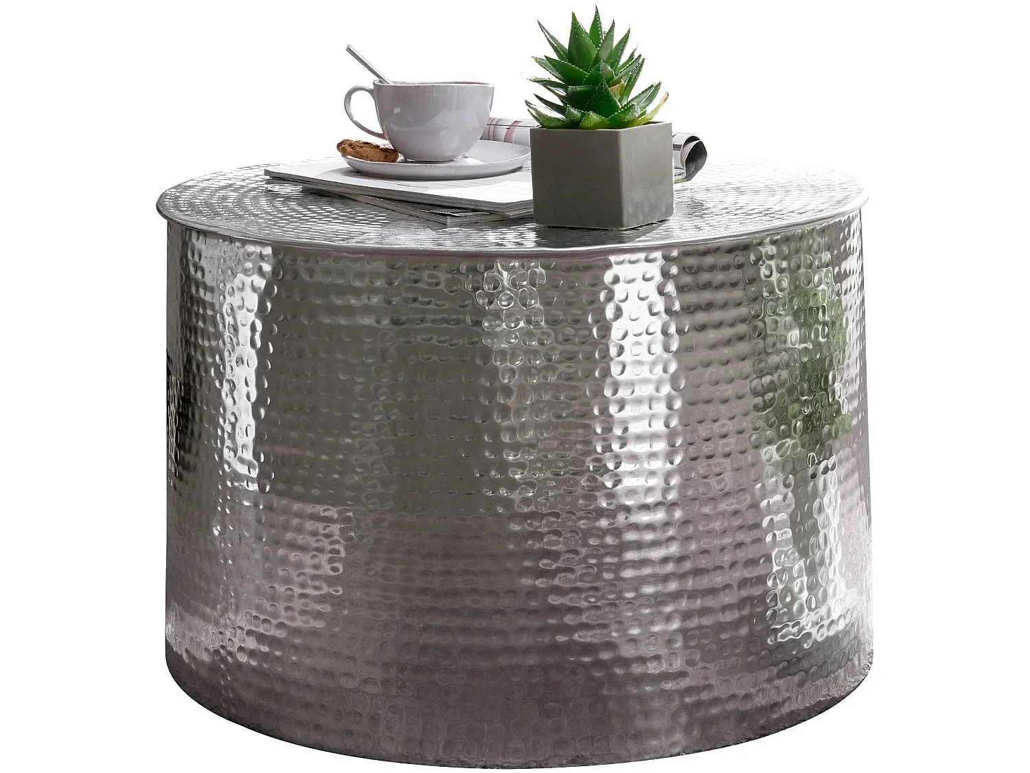 Runder Wohnzimmertisch im Hammerschlag-Design-FURNIAVENA