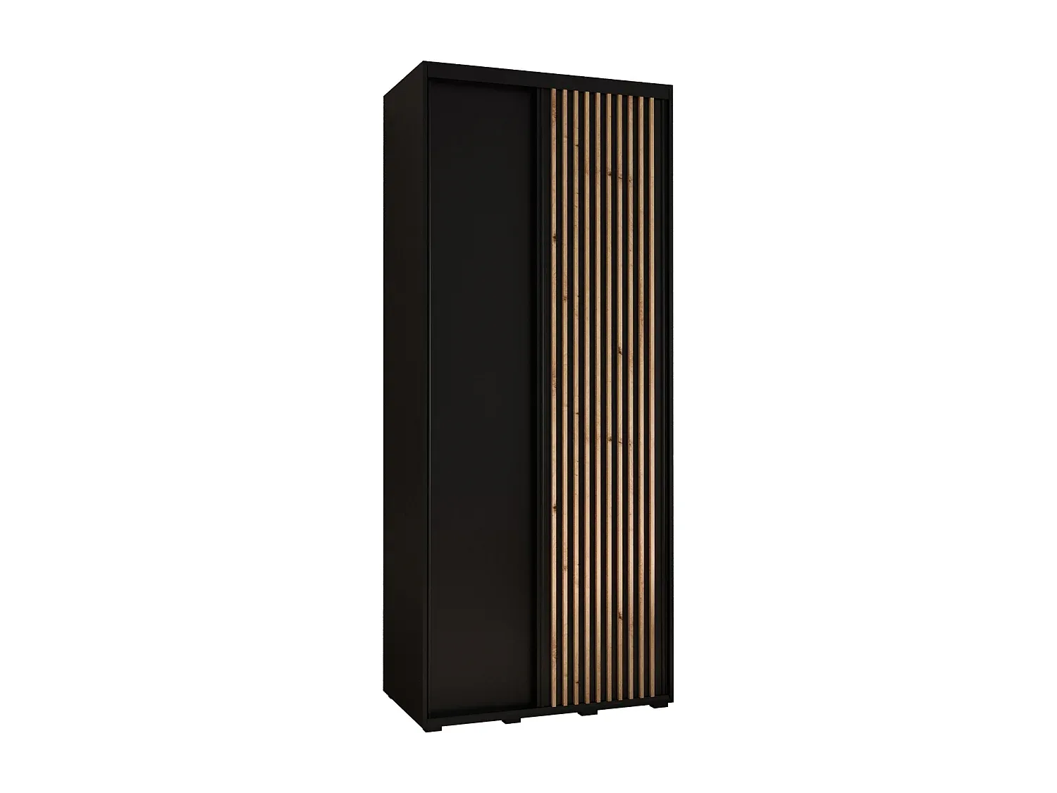 Moderner Schwebetürenschrank in Schwarz, 2-türig-FURNIAVENA