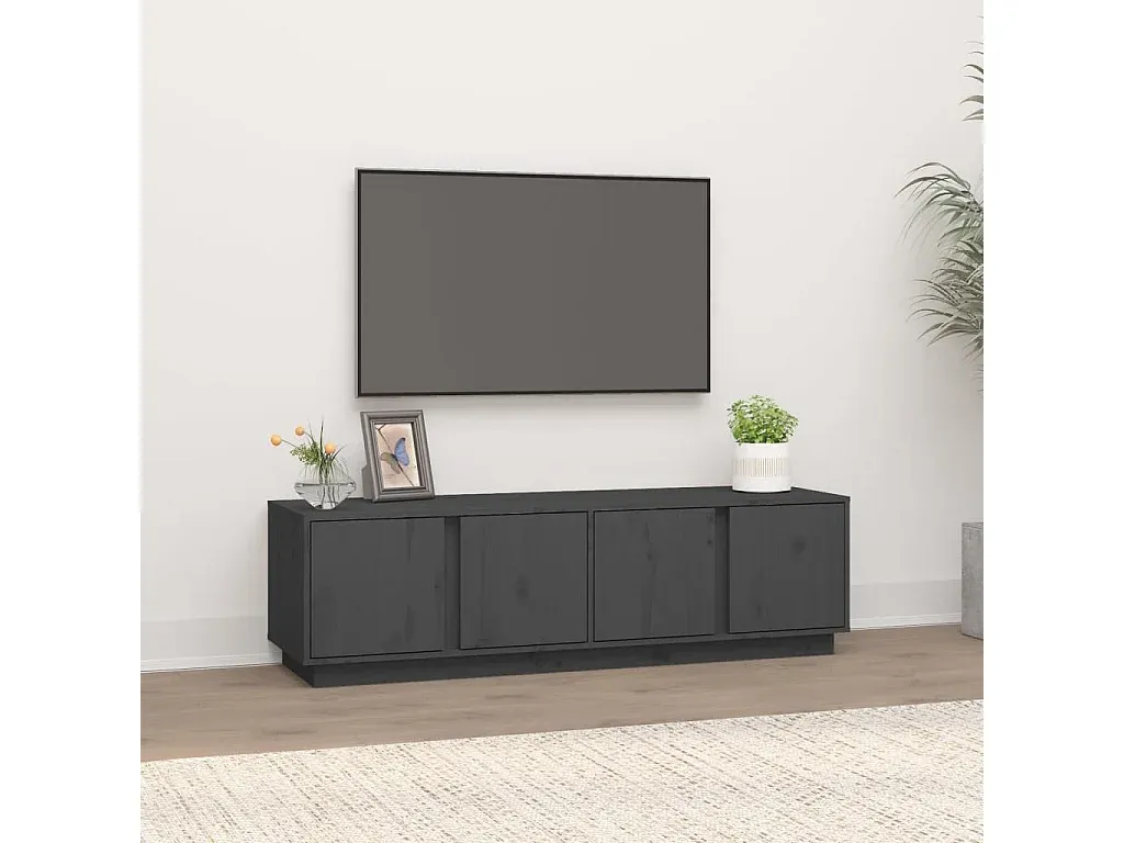 Fernsehschrank aus grauem Kiefernholz 140x40x40 cm-FURNIAVENA