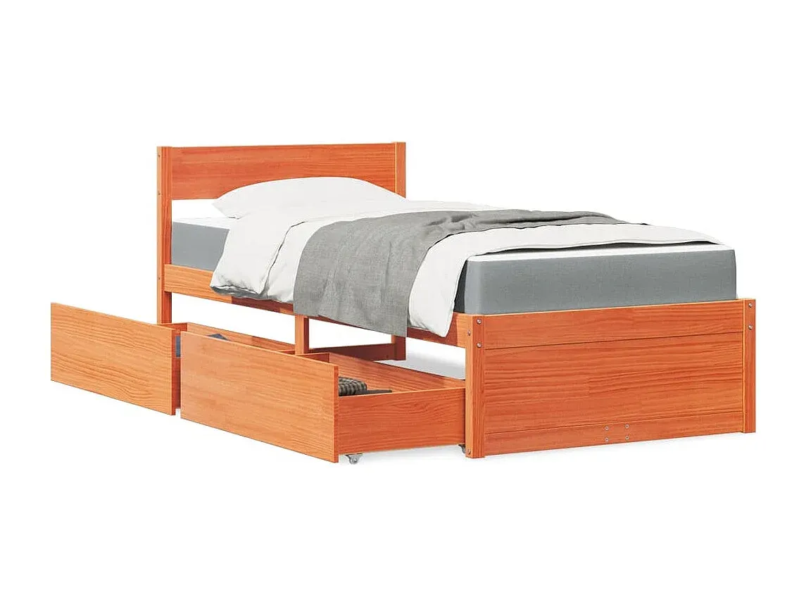 Massivholzbett mit Schubladen 90x200 cm-FURNIAVENA