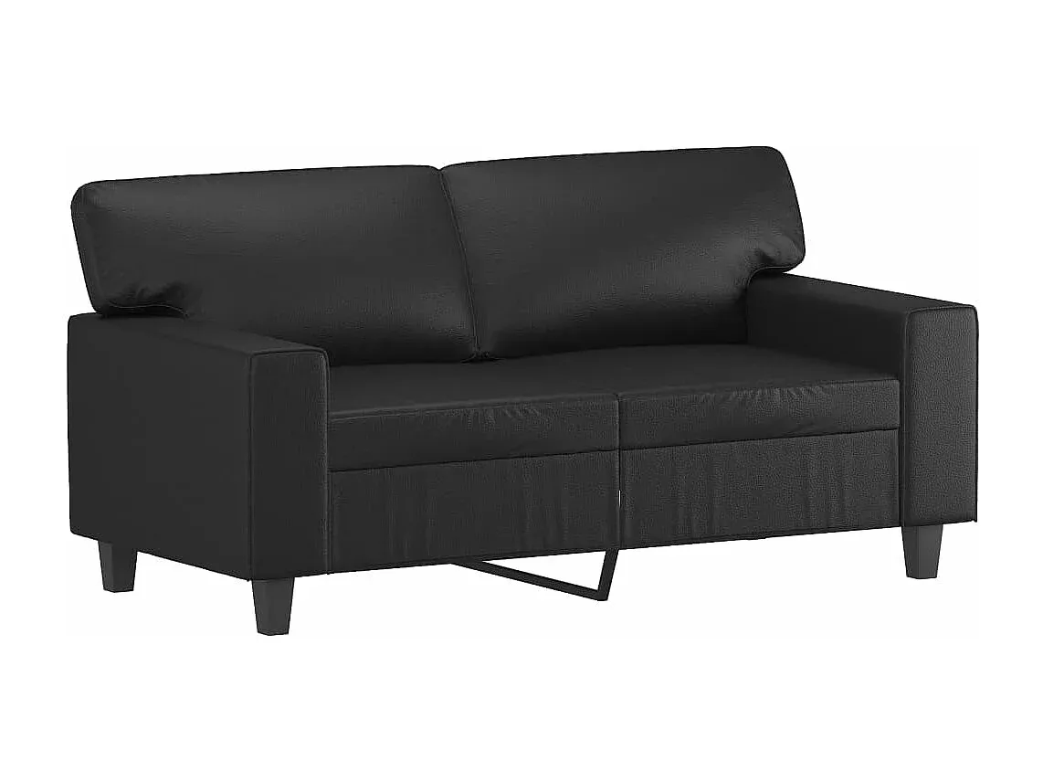 Kompaktes Zweisitzer-Sofa in Schwarz mit Kunstlederbezug-FURNIAVENA