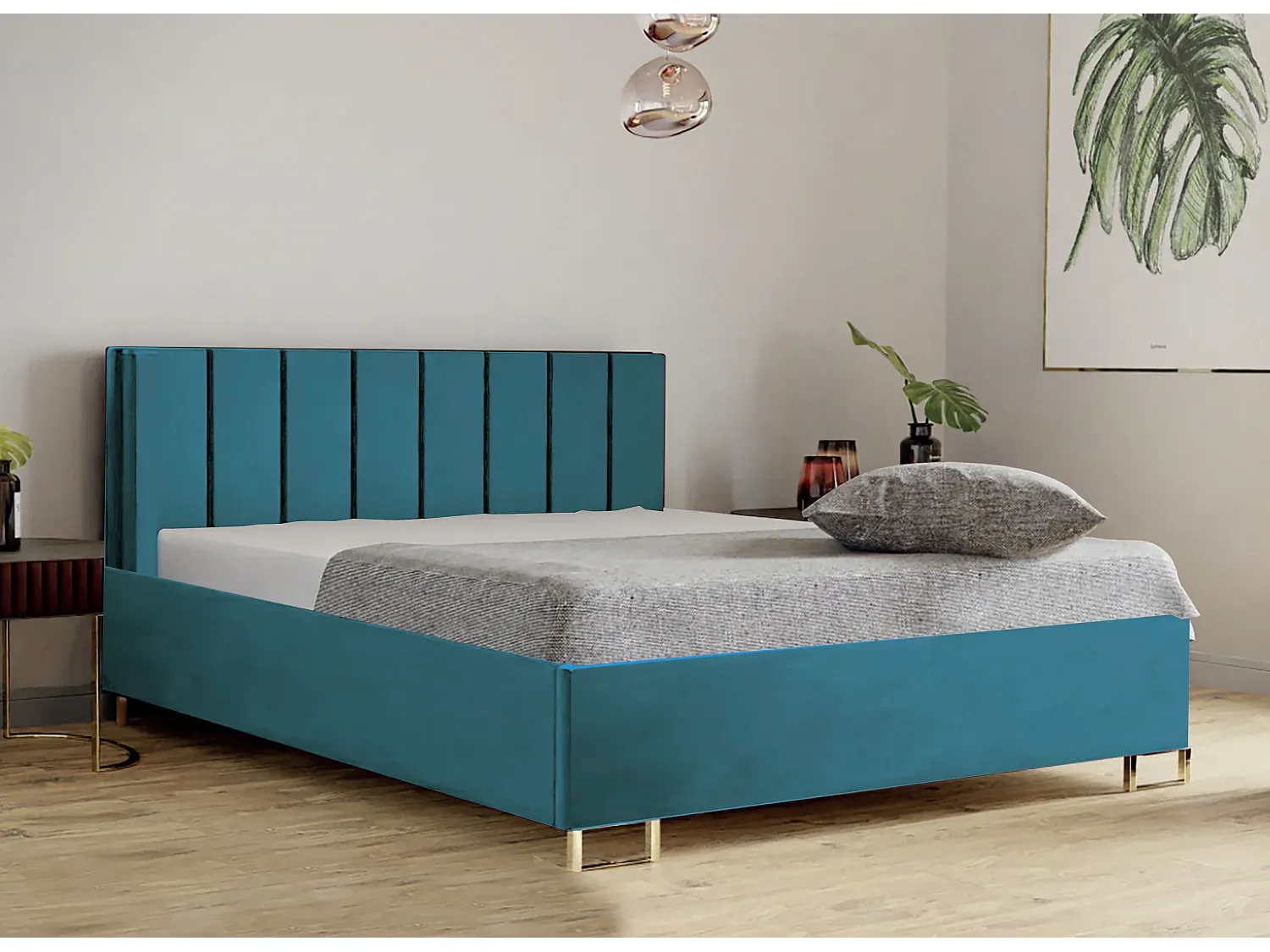 Gepolstertes Bett 180x200 cm mit Stauraum und Gasdruckfeder-FURNIAVENA