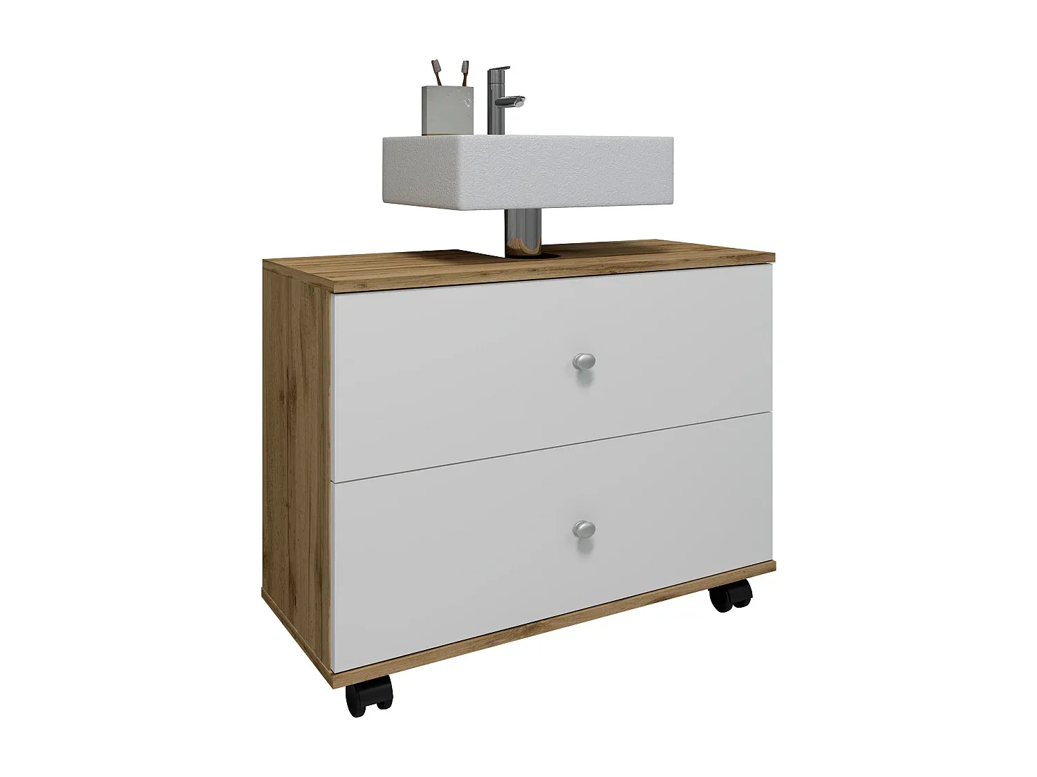 Moderner Badezimmerschrank mit Rollen und Schublade-FURNIAVENA