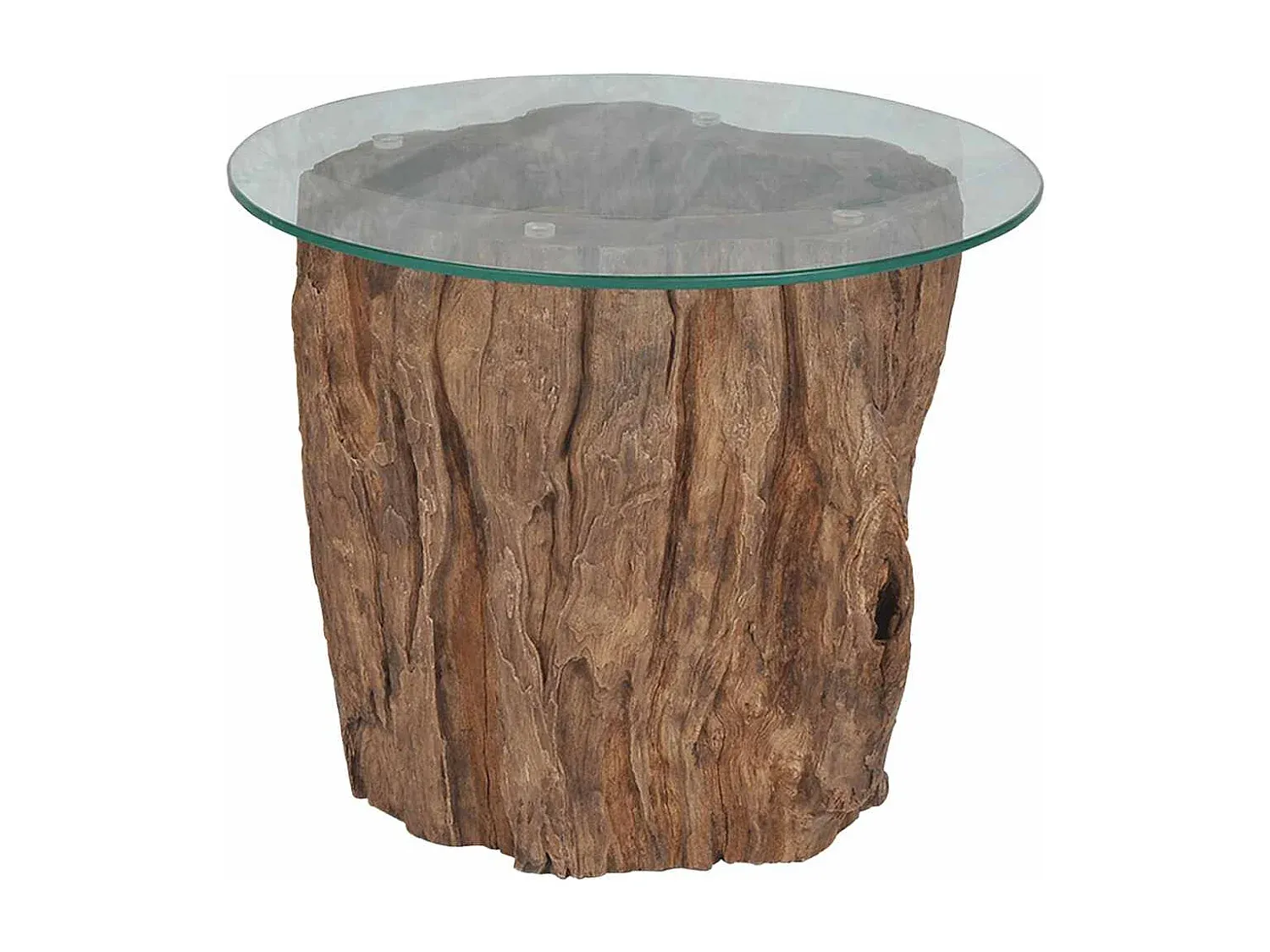 Eleganter Beistelltisch aus Teakholz und Glas, 50x40 cm-FURNIAVENA
