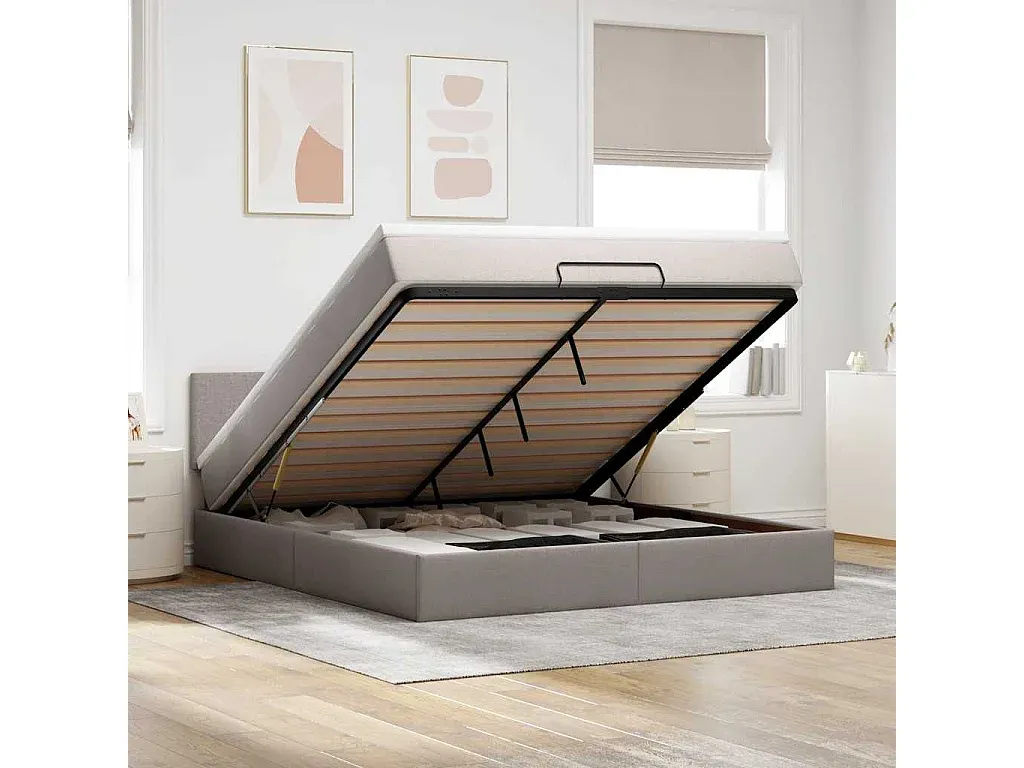 Polsterbett mit Matratze und LED-Beleuchtung, 180x200 cm, Taupe-FURNIAVENA