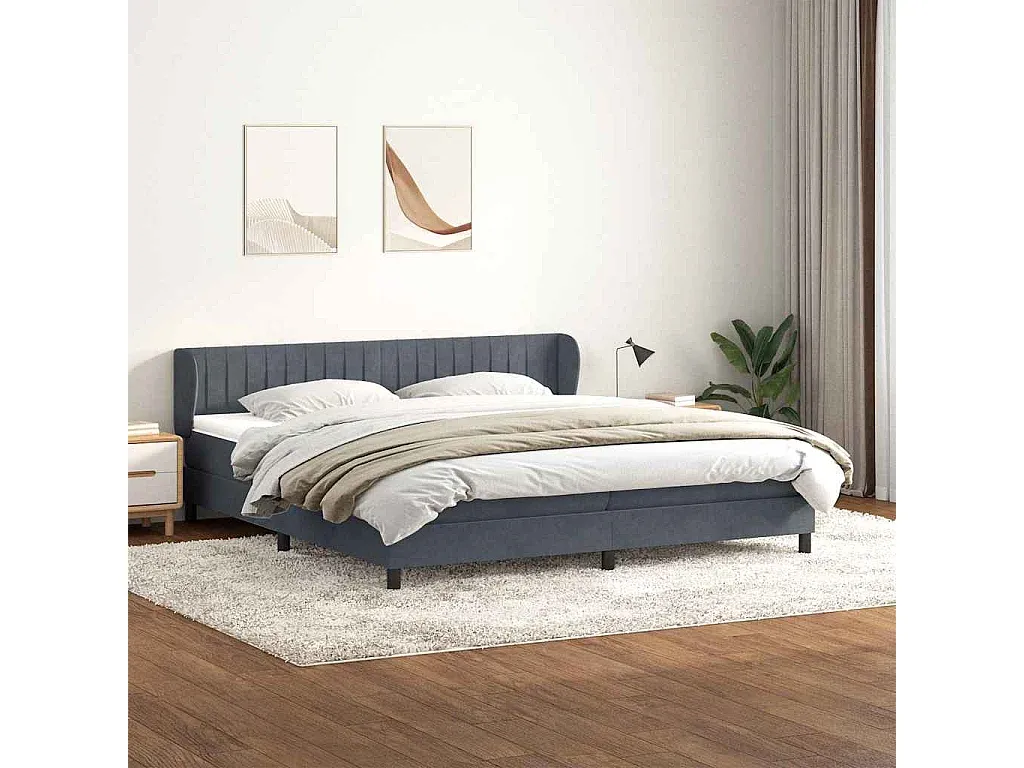 Hochwertiges Polsterbett in Dunkelgrau, 180x220 cm-FURNIAVENA