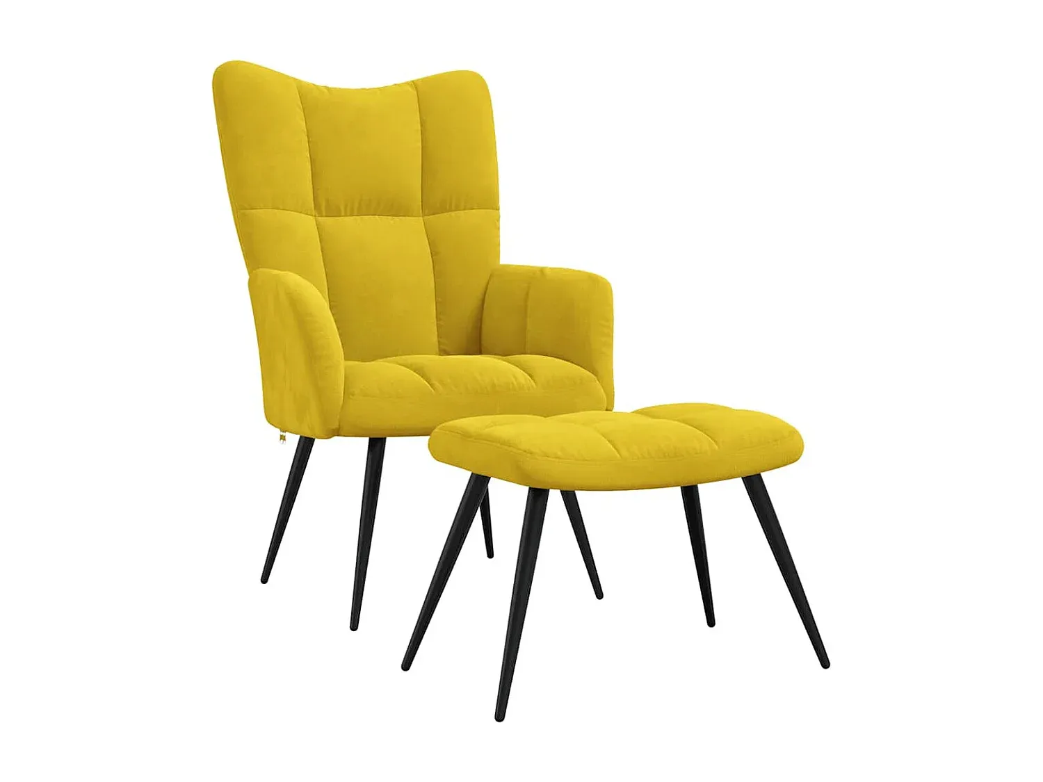 Bequemer Sessel mit Hocker in Senfgelb-FURNIAVENA