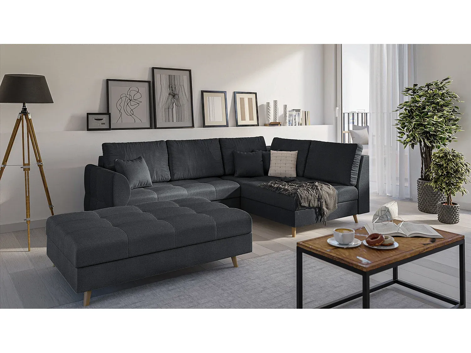 Moderner skandinavischer Fußhocker im minimalistischen Design-FURNIAVENA