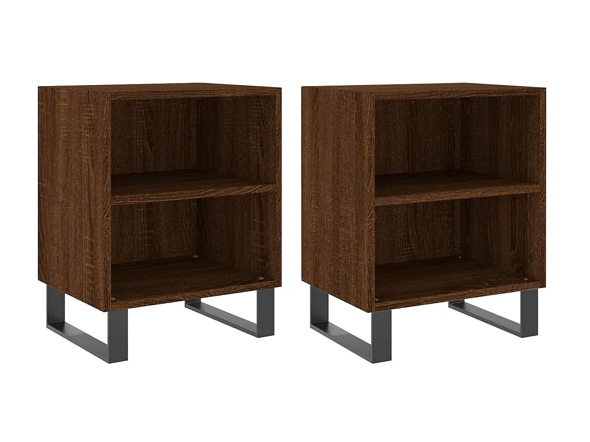 Nachttisch-Set in Eichenoptik, Holzwerkstoff, 40x30x50 cm-FURNIAVENA