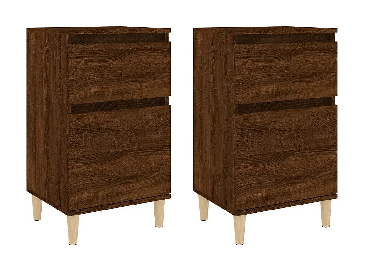Set aus 2 Nachttischen in Eichenoptik, Braun, 40x35x70 cm-FURNIAVENA