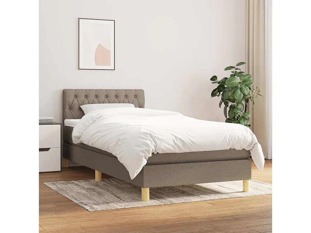 Elegantes Boxspringbett mit Matratze, 80x200 cm, Stoff in Taupe-FURNIAVENA