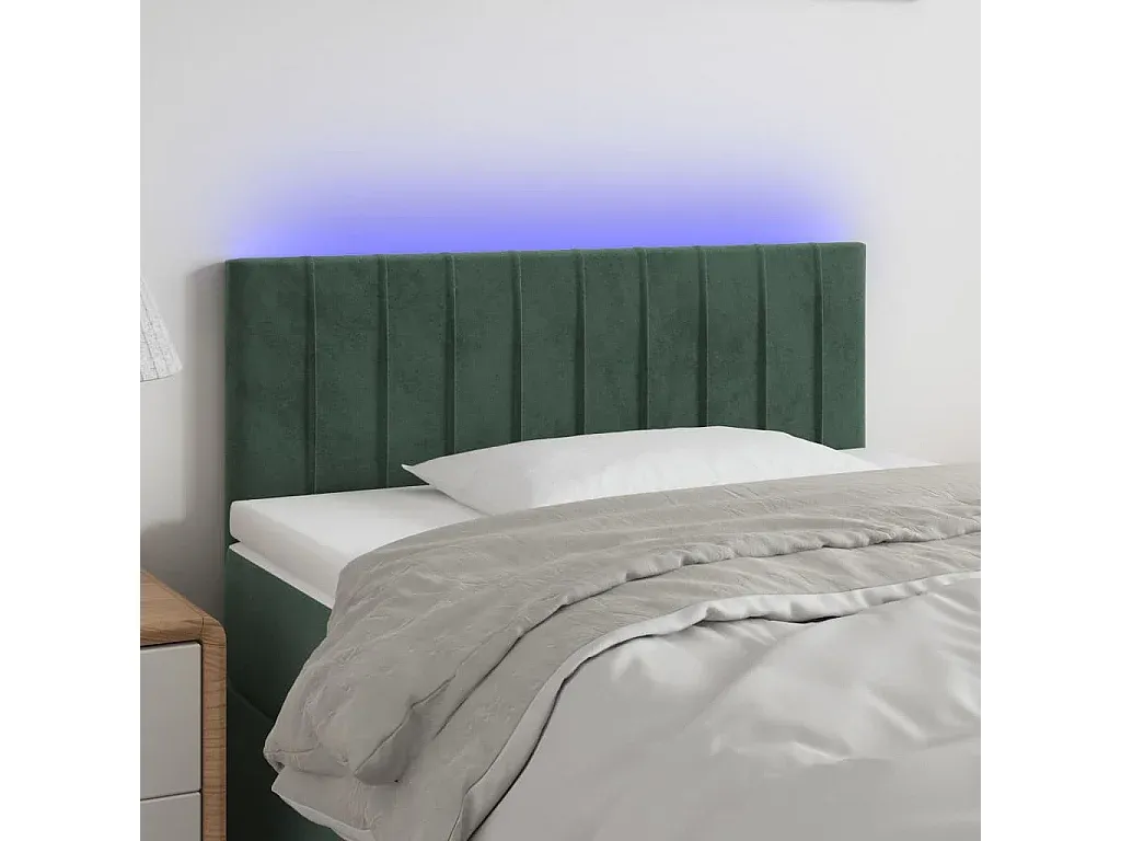 Beleuchtetes Kopfteil Dunkelgrün Samt 80x5x78/88 cm-FURNIAVENA