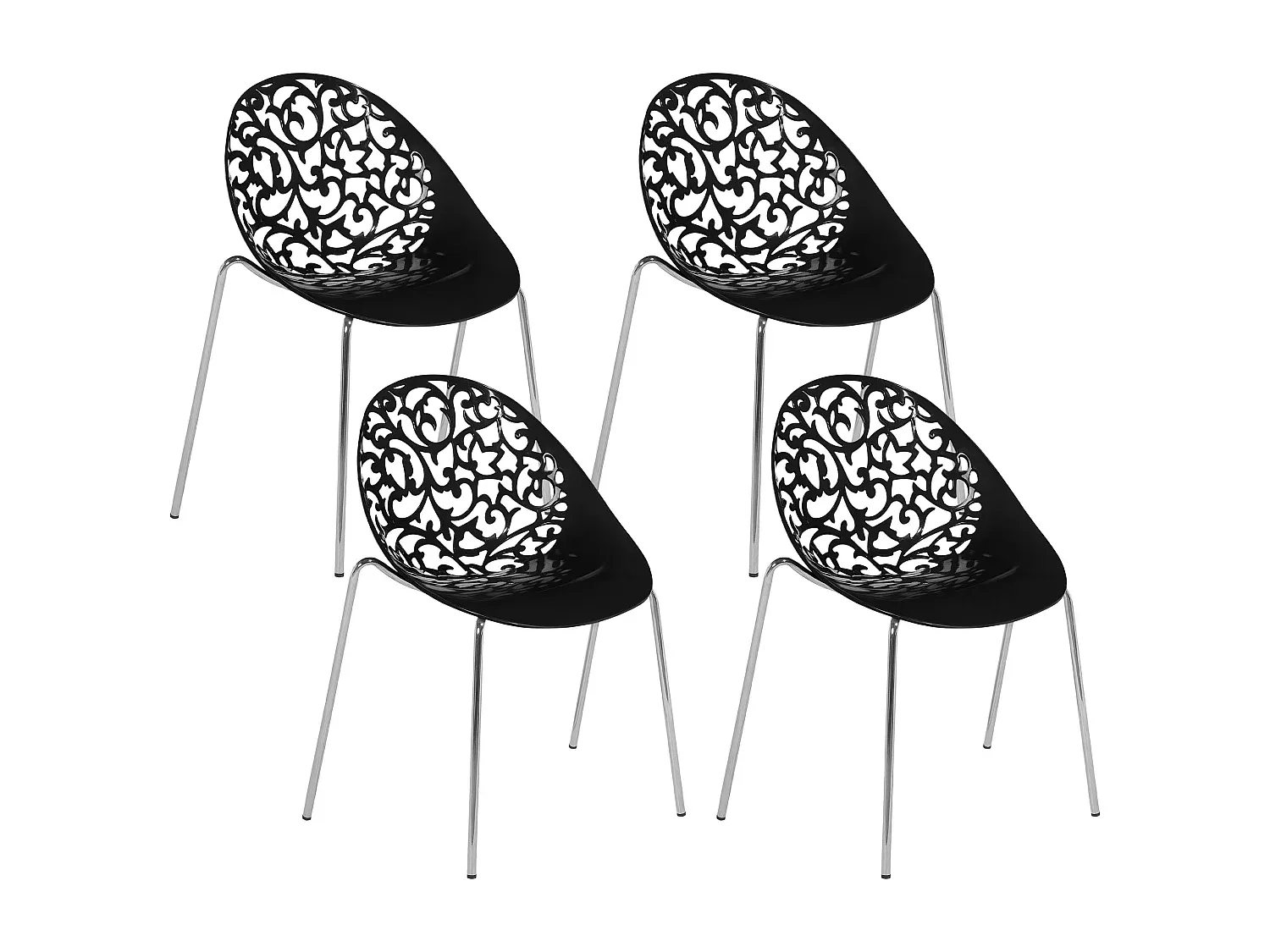 Moderner Esszimmerstuhl im 4er Set, schwarz-FURNIAVENA