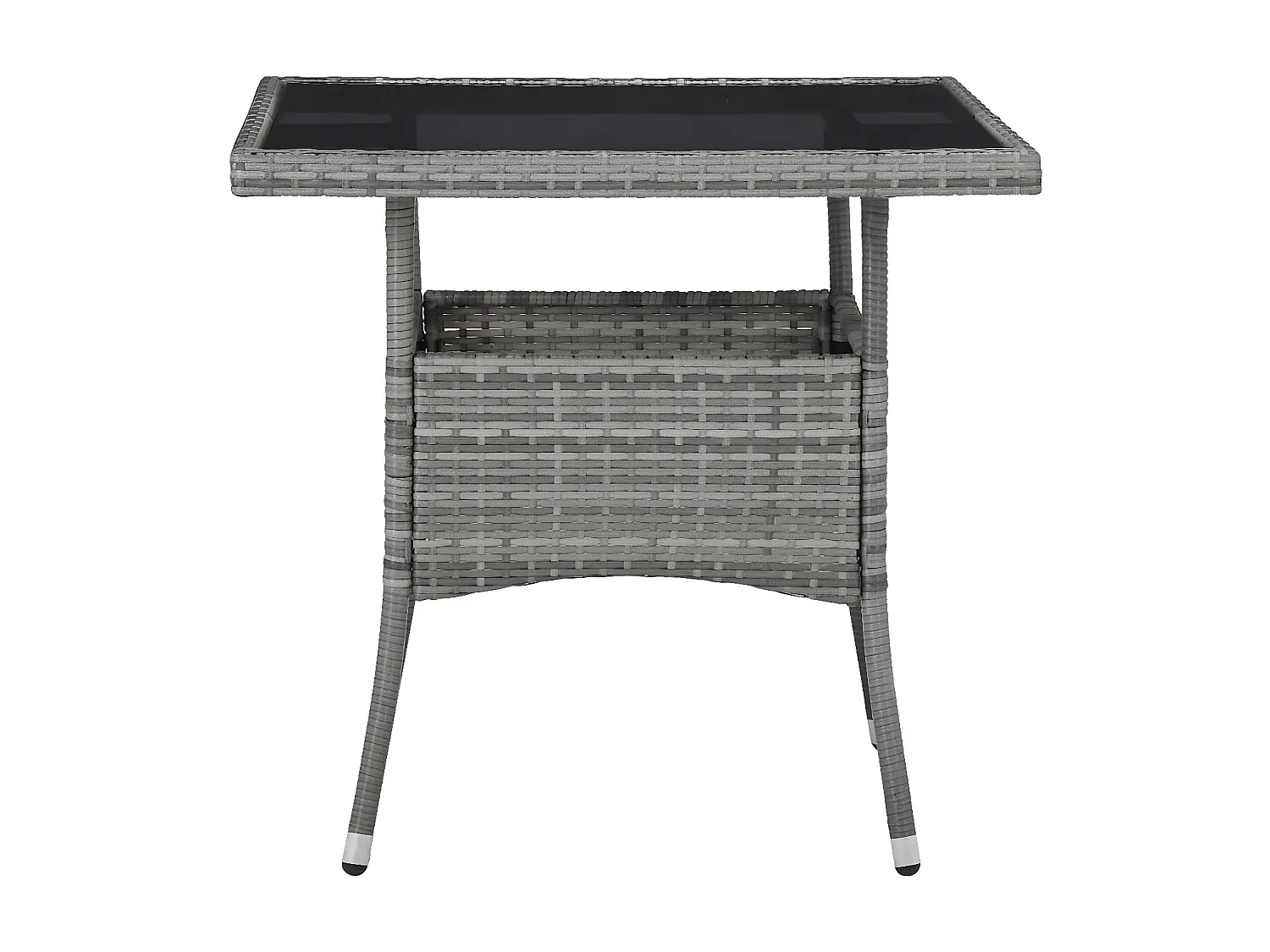 Moderner Garten-Esstisch aus Poly Rattan und Glas in Grau-FURNIAVENA