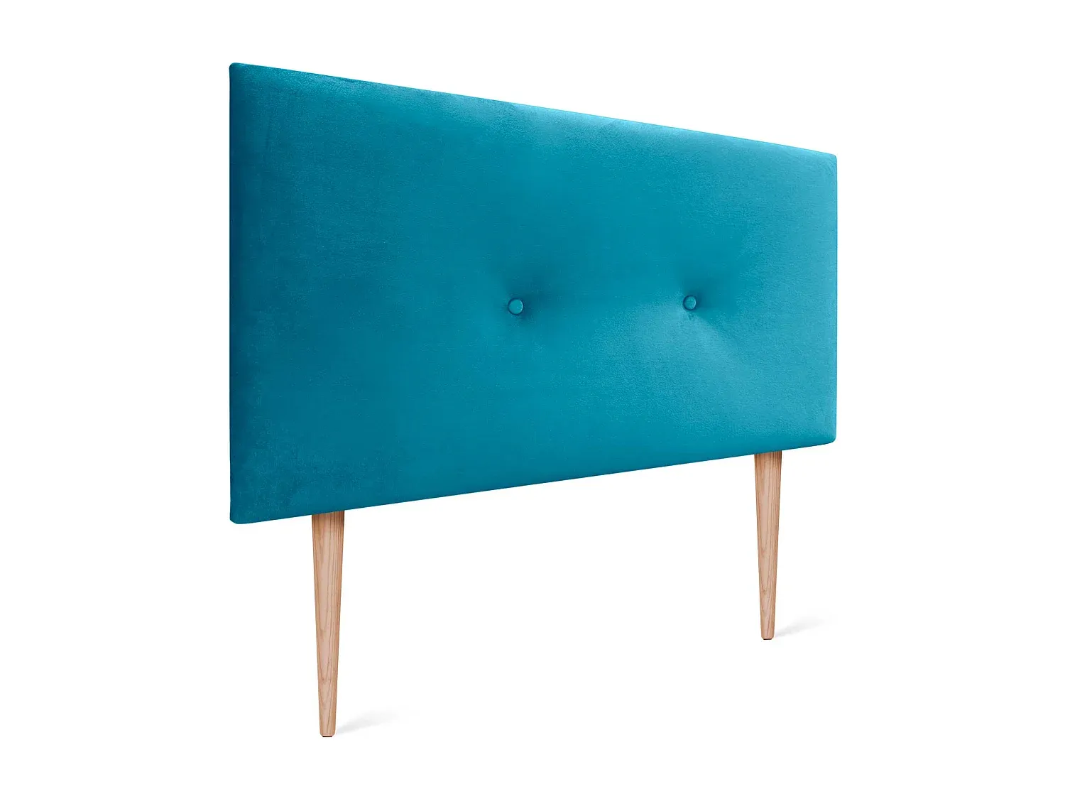 Glattsamtkopfteil mit Knöpfen 80 x 115 cm, Hellblau-FURNIAVENA