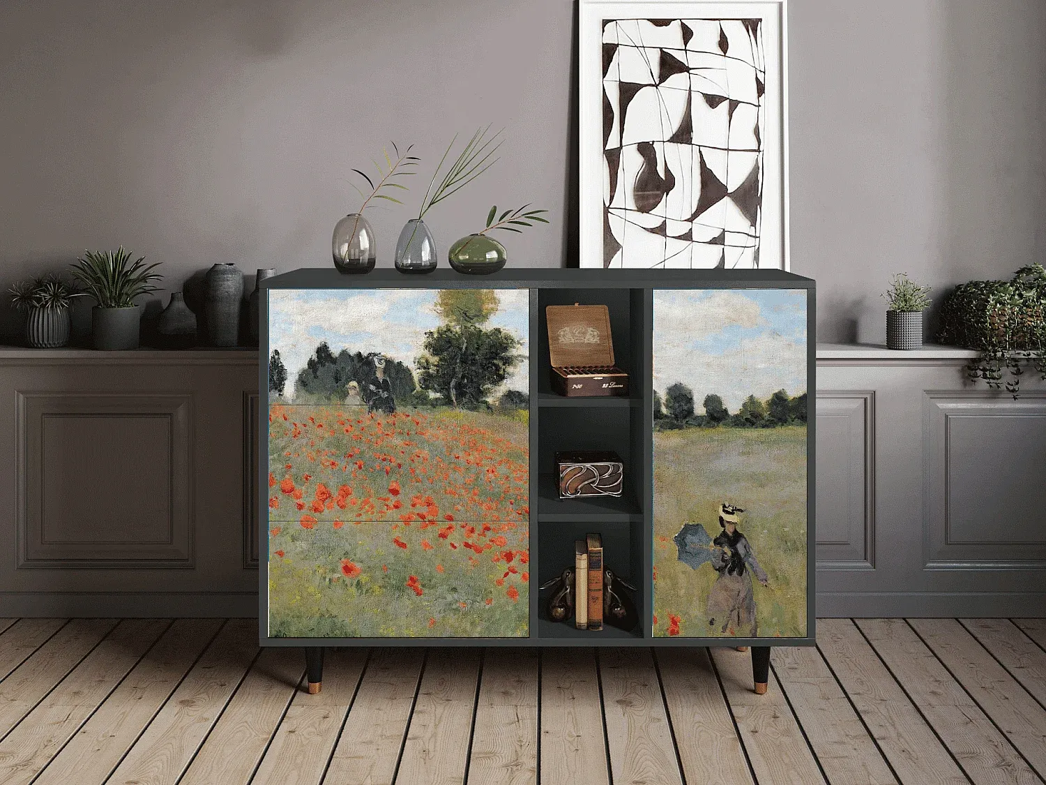 Modernes Sideboard Anthrazit 125x98x48 cm-FURNIAVENA