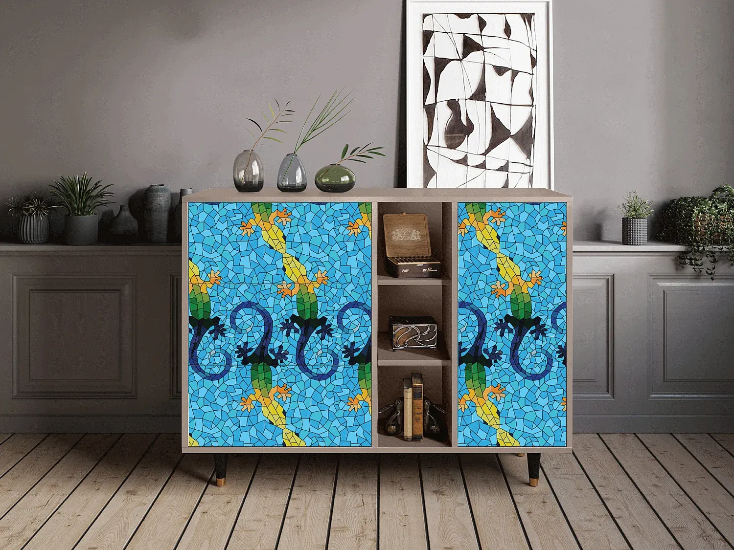 Elegantes Sideboard im modernen Design, 125x98x48 cm-FURNIAVENA