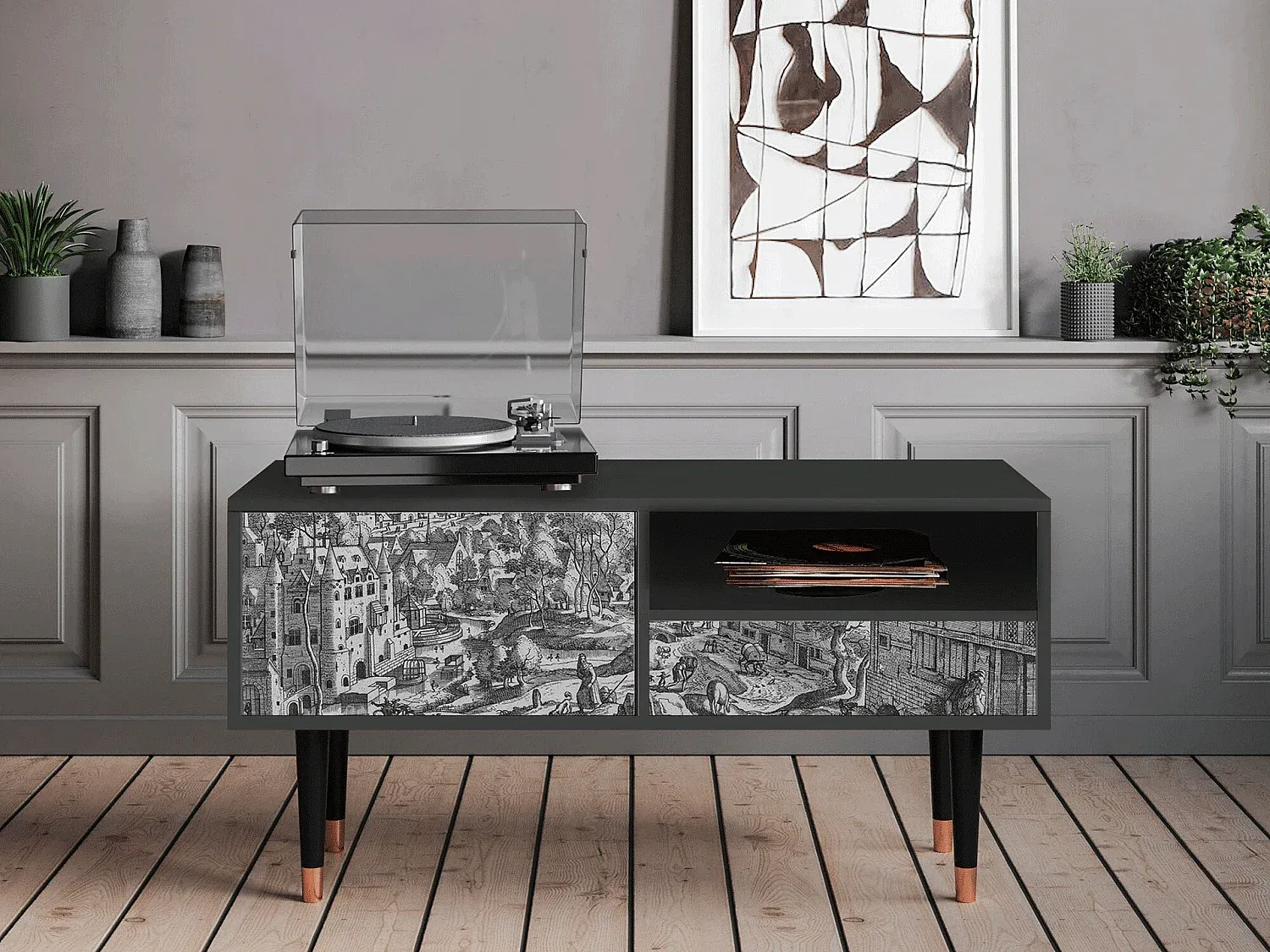 Moderner TV-Schrank - Anthrazit - 115x59x48 cm-FURNIAVENA